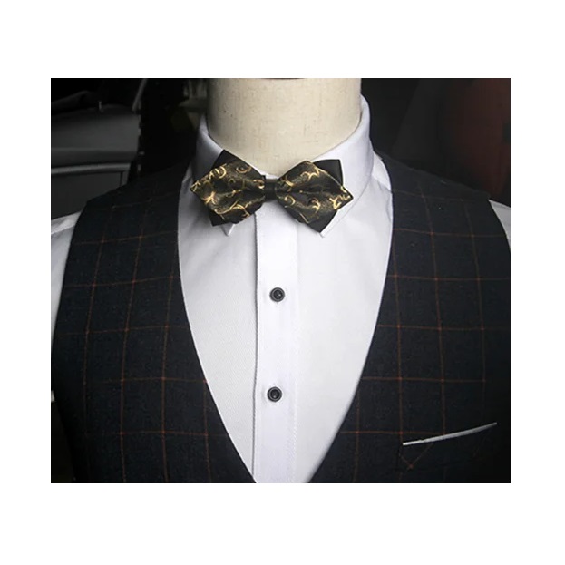 noeud papillon doré et noir pour homme mis au cou